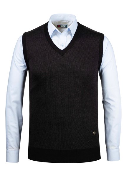 Men's V-Neck Knitwear Black Sweater Patterned Colorful Winter Steel Knit Classic Fit - 5015H