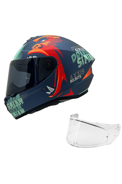 Axxis DRAKEN S TROOPER MAT GRİ DESENLİ MOTOSİKLET KASKI ÇİFT