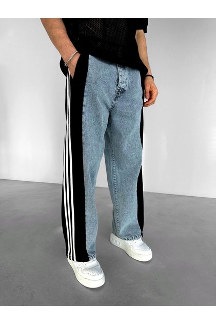 Men's Baggy Jean Double-Faced Denim Trousers Blue