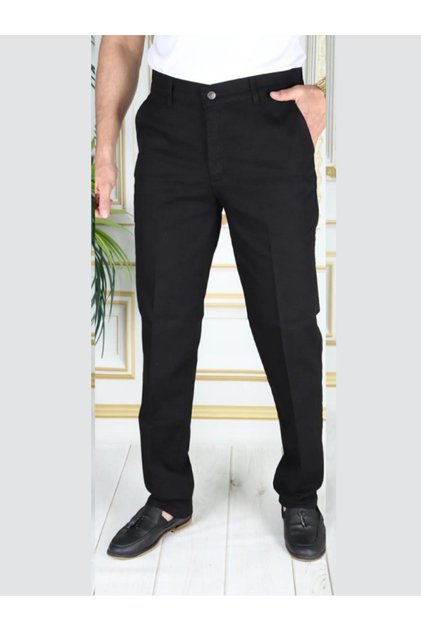 Men's Denim Linen Fabric Trousers Stretchy Lycra Comfortable Fit Cotton Winter Dad