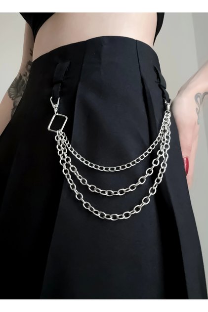 Gotik Punk Y2K Kare Halka Detay Etek Zinciri Pantolon Zinciri Etek Pantolon Aksesuarı