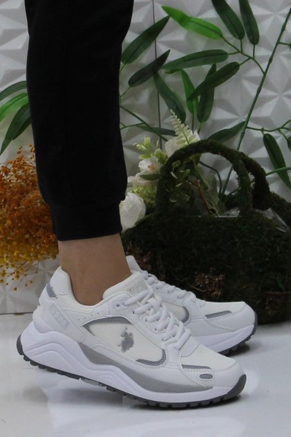 U.S. Polo Assn. Habıta Beyaz Gri Rahat Orijinal Ürün Sneaker Kadın Ayakkabı