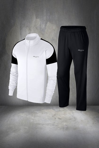 Plus Size Men's White Custom Supra Combed Cotton Comfortable Sports Exercise Tracksuit Set 4Xl-10Xl