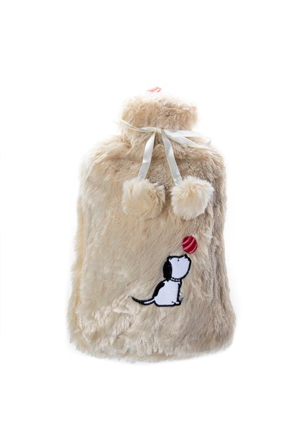 Dogs Beige Hot Water Bottle with Soft Plush Cover 68 OZ