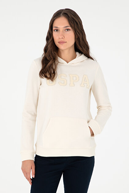 Women's Cream Basic Hooded Sweatshirt 50296931-Vr071