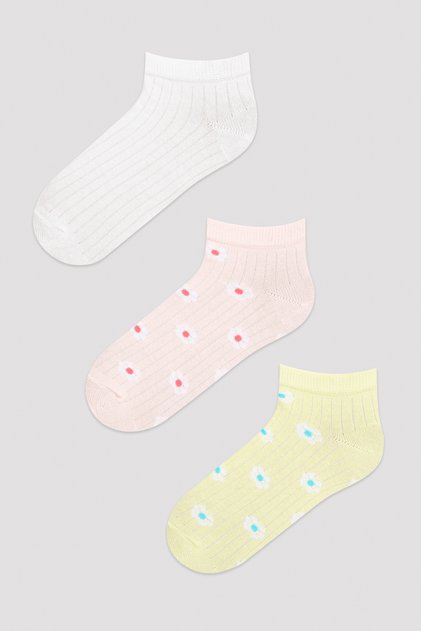 Multicolored Girl's Daisy 3-Piece Liner Socks