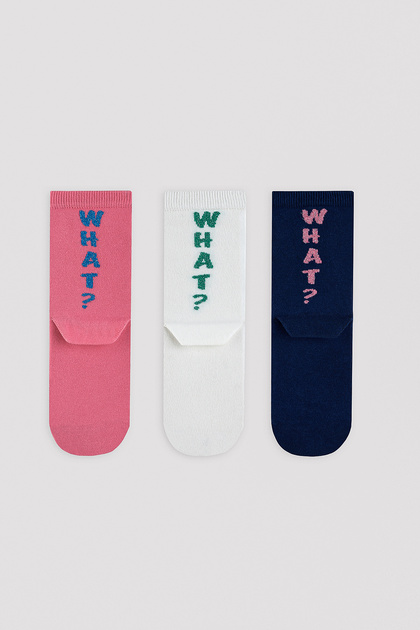 What Slogan Printed 3-Piece Socks