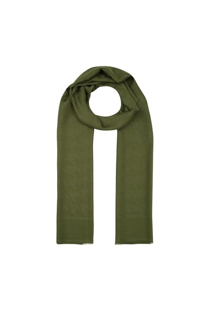 Şal cu monogramă cu model de picături de gâscă - verde otoman