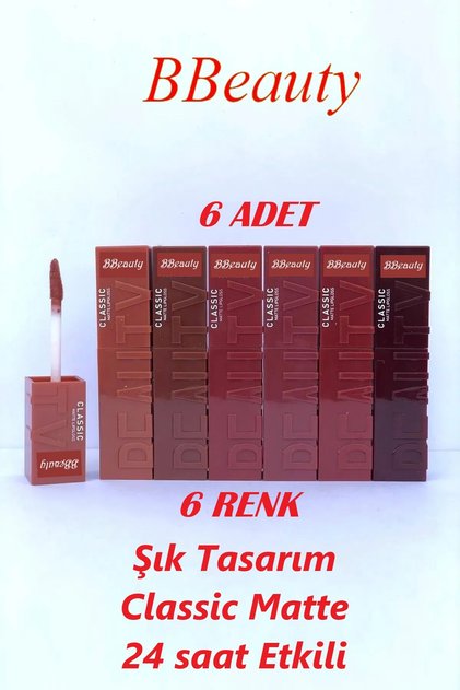 24 Saat Kalıcı Classic Matte Lipgloss 6 'lı Likit Ruj Seti