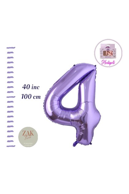 Number Balloon Purple Color Foil Balloon 100cm 40 36 Inch Helium Balloon 4 Year Old Balloon Purple Color 4 Number Balloon