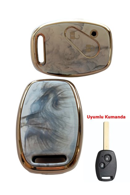 Honda Civic C-Rv Accord Jazz Compatible Key Remote Case Auto Keychain Marble Pattern 2 Keys