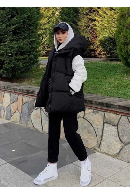 Women's Hooded Puffer Vest - Boyfriend