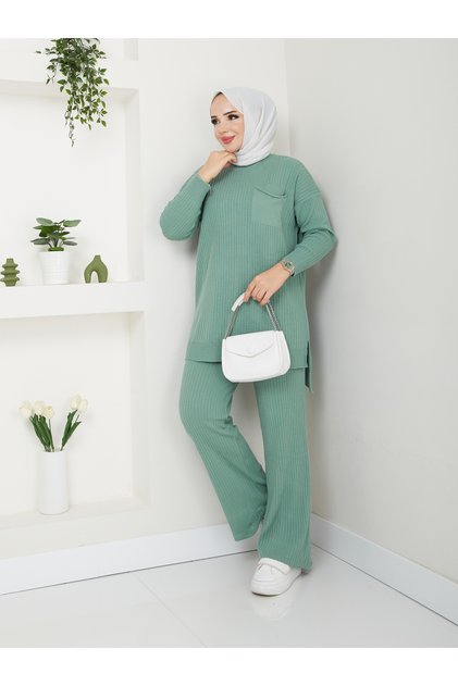 Wonderful Rib Detailed Knitwear, Comfortable and Stylish Trousers, Double Set