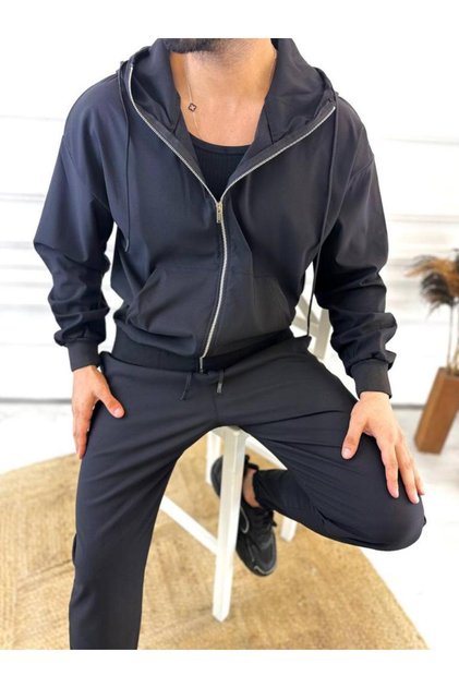 Zippered Coat Parachute Fabric Water and Wind Resistant Hooded Sports Jacket Tracksuit Top Coat