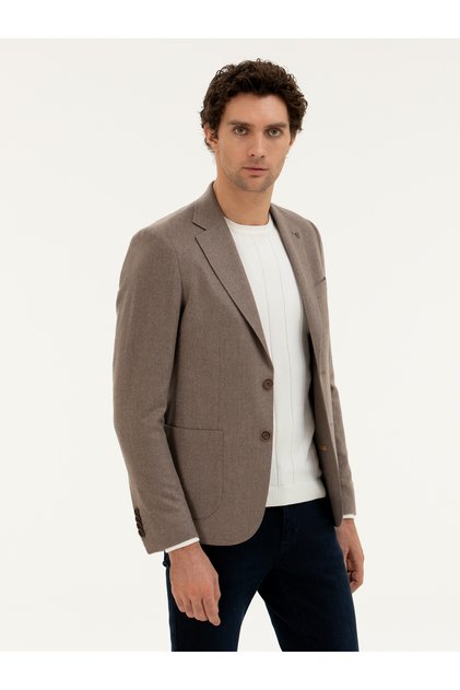 Açık Kahverengi Slim Fit Kaşmir Ceket 50284775-VR002