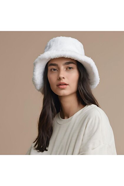 Luxury White Bucket Plush Bucket Hat