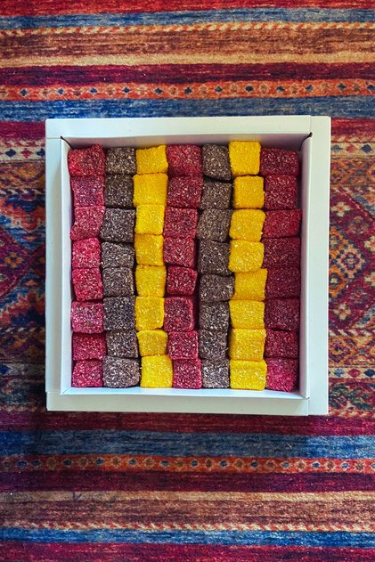 Rainbow Mixed Turkish Delight Package 500 Grams (Lemon, Coffee and Zelişli)