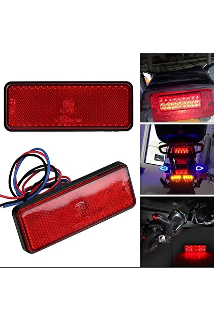 Motosiklet Kedigözü Çakarlı,ledli Işıklı Reflektör Kırmızı 12 Volt Düz Ve Çakar Modlu_arasmto
