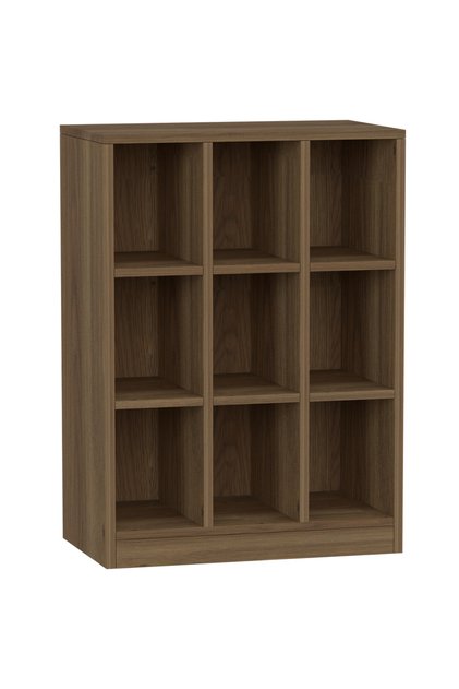 Wooden Display Shelves with 9 Storage Compartment, Freestanding, Zabrano