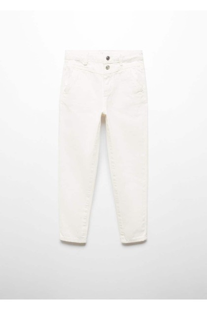 Pamuklu Mom-fit Jean Pantolon