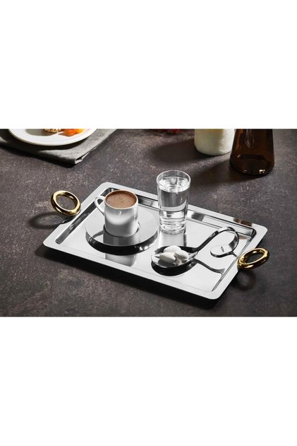 Arow Gold Kulplu Kahve Tepsi TR-4557