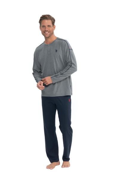 U.S. Polo Assn. Men's Long Sleeve Round Neck Combed Cotton Tracksuit Pajama Set S25836
