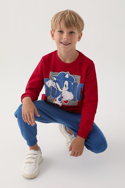 Modern Red Printed Boys' Tracksuit Set