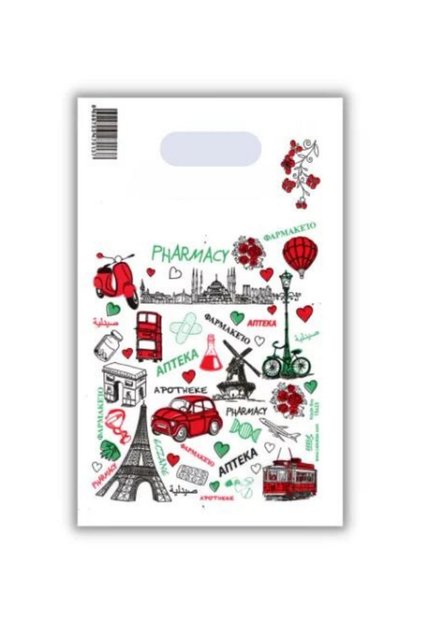 Pharmacy Bag Bio European Themed Large Size (25X28 cm) - 100 Pieces