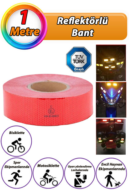Reflective Highlighter Vehicle Auto Truck Strip Tape with 1 Mt Reflector Solid Red Warning Tape with Tweezer Approval
