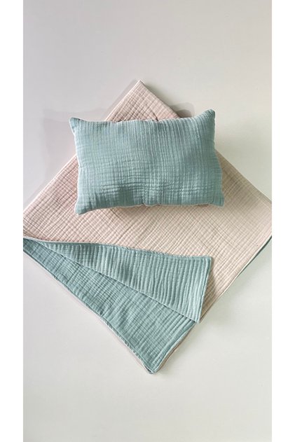 Double Sided 8 Layer Muslin Baby Blanket and Pillow Set, 100% Cotton, Winter, Breathable