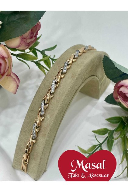 Zircon Stone Vip Infinity Steel Bracelet (Gold18k/17/19cm)