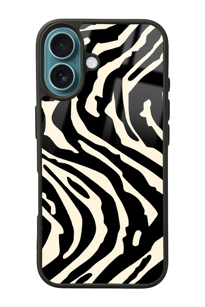 iPhone 16 Zebra Tasarımlı Glossy Telefon Kılıfı