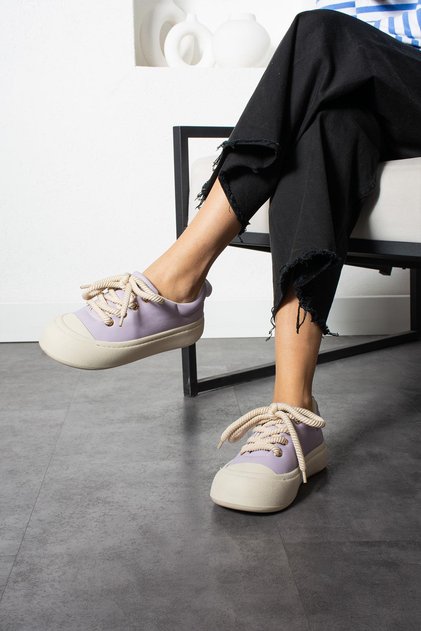 Alyona Women's Sneakers Rope Lace-Up Sports Shoes Lilac Leather