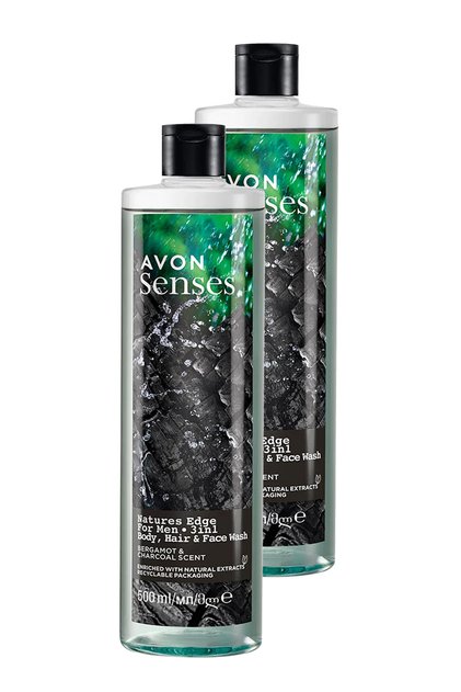 Senses Natures Edge Hair Body and Face Wash for Men 500 Ml. Set of Two
