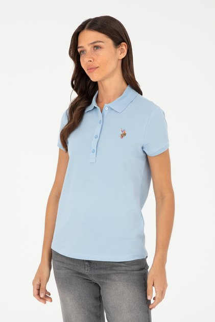 Kadın Açık Mavi Polo Yaka Tişört 50280067-VR003