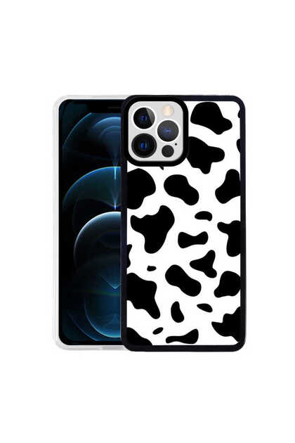 iPhone 12 Pro Max Compatible Zore M-Fit Patterned Case-Cow No1