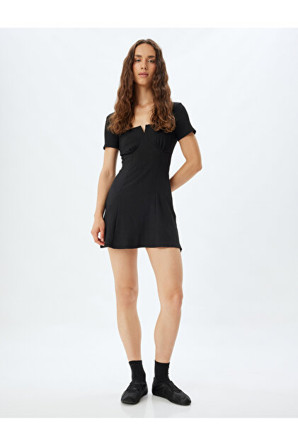 princess polly baby blue dress Black Diamante Trim Square Neck Mini Dress