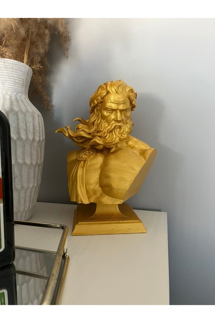 Root Made Zeus Heykeli Gold 25 cm Yunan Mitolojisi Tanrıları Zeus