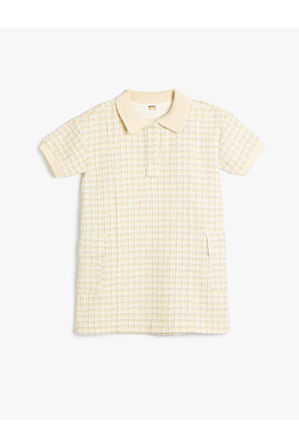 Tweed Dress Polo Collar Short Sleeves