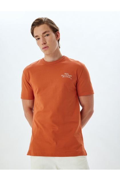 Slogan Printed T-Shirt Crew Neck Short Sleeve Cotton