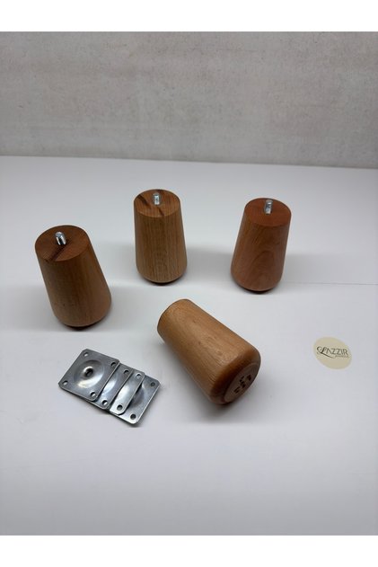 Ahşap Damla Ayak 7 Cm Çap 10 Cm Yükseklik -4 Lü Ayak Set Montaj Aparat Dahil