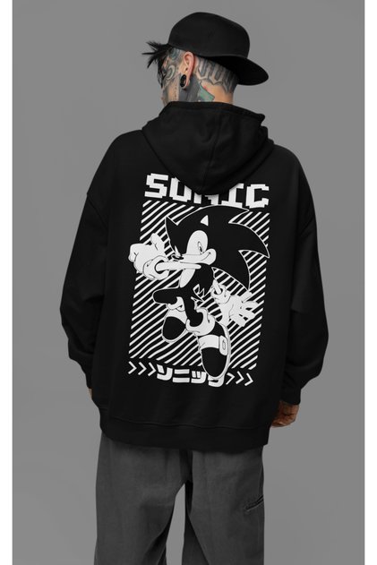 Sonic Cartoon Printed Unisex Oversize Character Hoodie
