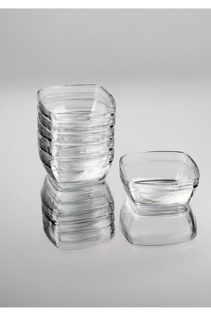 24'lü Kare Sütlaç Kare Cam Kase Tatlı Puding Kasesi Cam Sunum