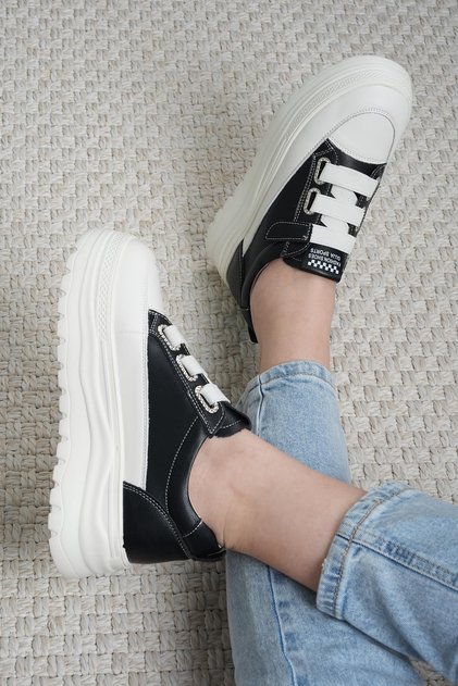 Sandy Original Guja Imported Special Series Genuine Leather Women's Sneakers Black