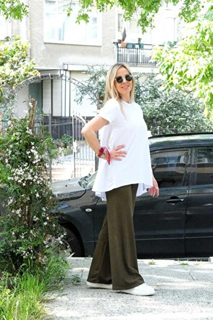 Beli Lastikli Geniş Paça Fitilli Pantolon