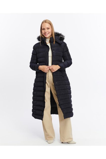 Women's New Season Long Padded Belted Puffer Sports Jacket Coat