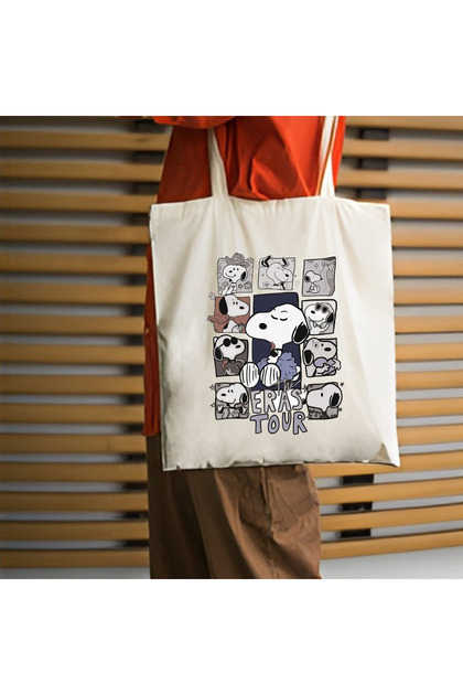 Snoopy Eras Tour Design Tote Bag, Thick, Cloth Bag, Shoulder Bag, Manga Bag, Anime Bag