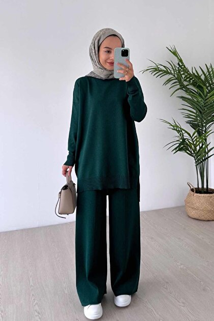 カッシー& Kasshi Ka Hijab Işıltılı Merserize Tesettür 2'li Takım - Lacivert