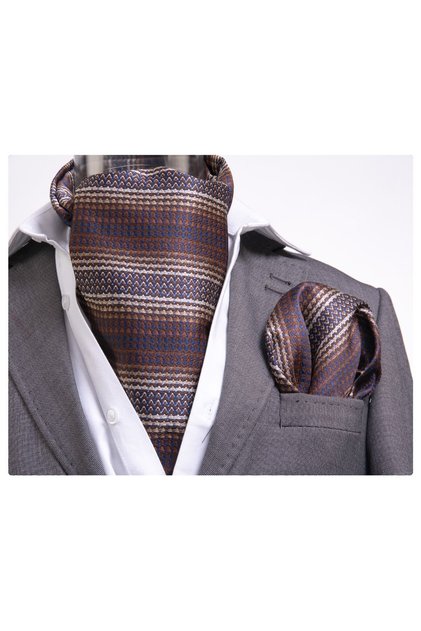 Brown Etink Design Scarf Handkerchief Set