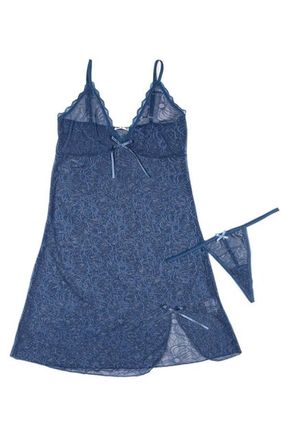 Women's Tunic Nightgown Rope Strap Lycra Transparent Indigo